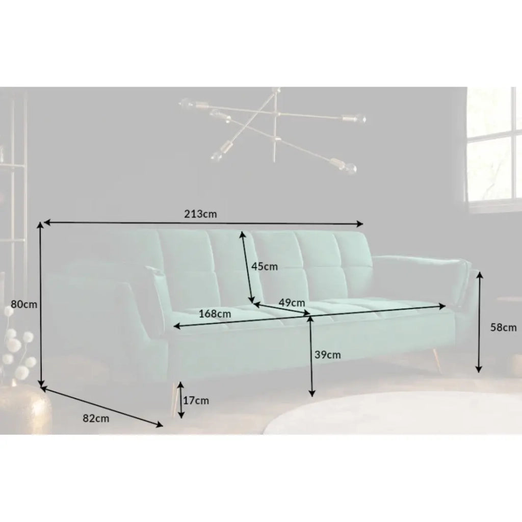 Divano dritto NEVISI verde smeraldo – Divano scandinavo trasformabile in velluto