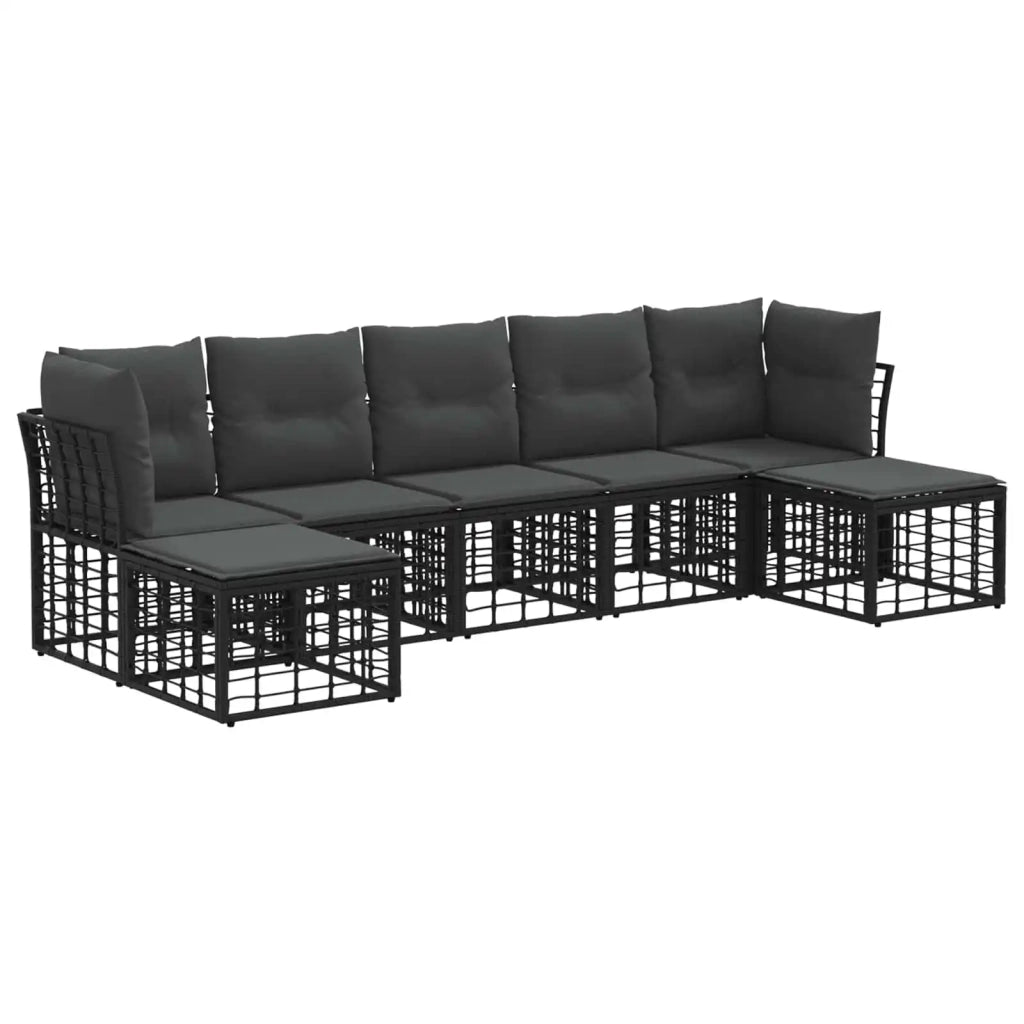 Set di divani da esterno Nero Poliestere