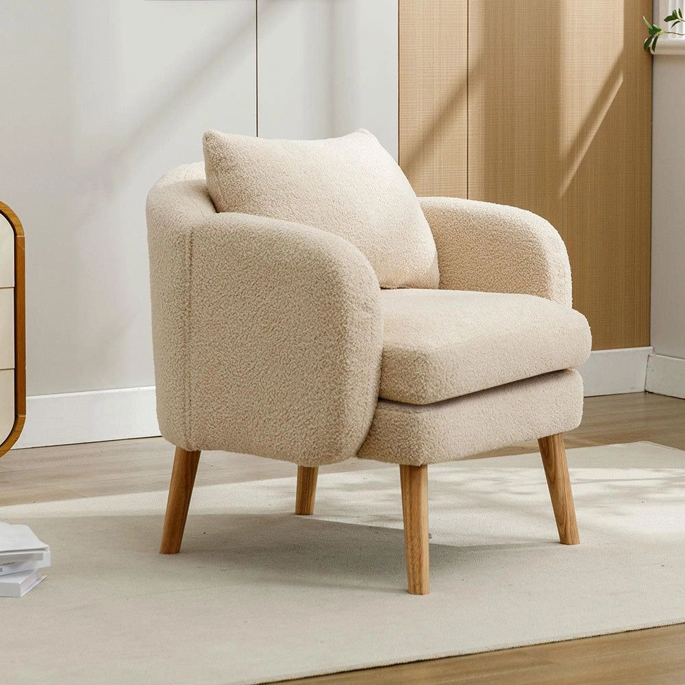 Poltrona moderna in velluto - Xylo - Cuscini extra spessi piedi in legno massiccio