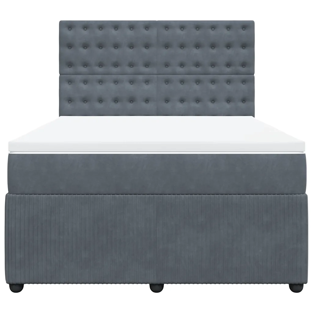 Giroletto a Molle con Materasso Grigio Scuro 140x190 cm Velluto