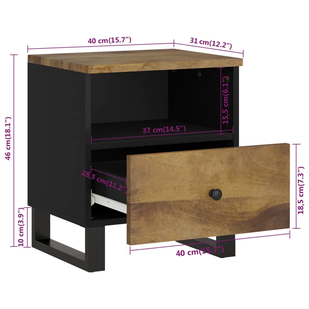Comodino in Legno Massello di Mango e Legno Multistrato cod mxl 30186