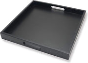 Scatola di Servizio in Legno Quadrata con Maniglia Decorativa per Casa 16 x 16 Pollici Nero
