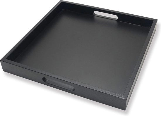 Scatola di Servizio in Legno Quadrata con Maniglia Decorativa per Casa 16 x 16 Pollici Nero