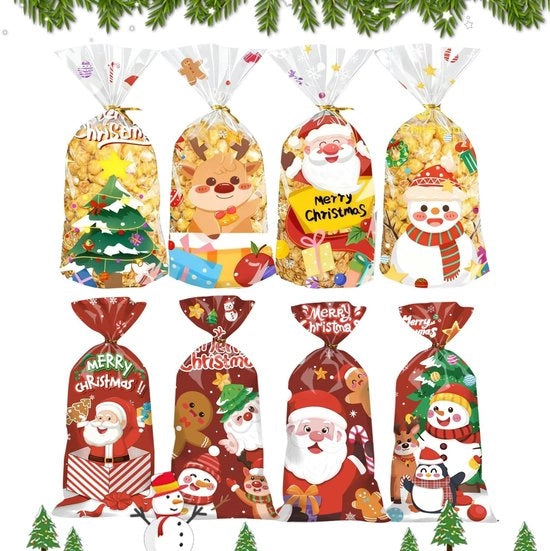 Sacchetti da dolce 100 pezzi - Sacchetti da regalo 27 x 12,5 cm - Sacchetti in cello - Nastri dorati - Sicuri per alimenti - Ideali per le sorprese - Sacchetti da regalo