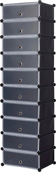Raccoglitore di Scarpe con 10 Strati - Raccoglitori di Scarpe, Raccoglitore di Scarpe - PP & ABS - 47x35x170 cm - Nero