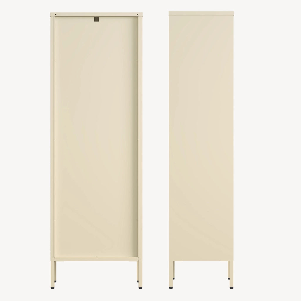 Armadio a Vetrata Säkylä con 4 Scomparti 150 x 50 x 35 cm in Acciaio - Color Cammello [en.casa]