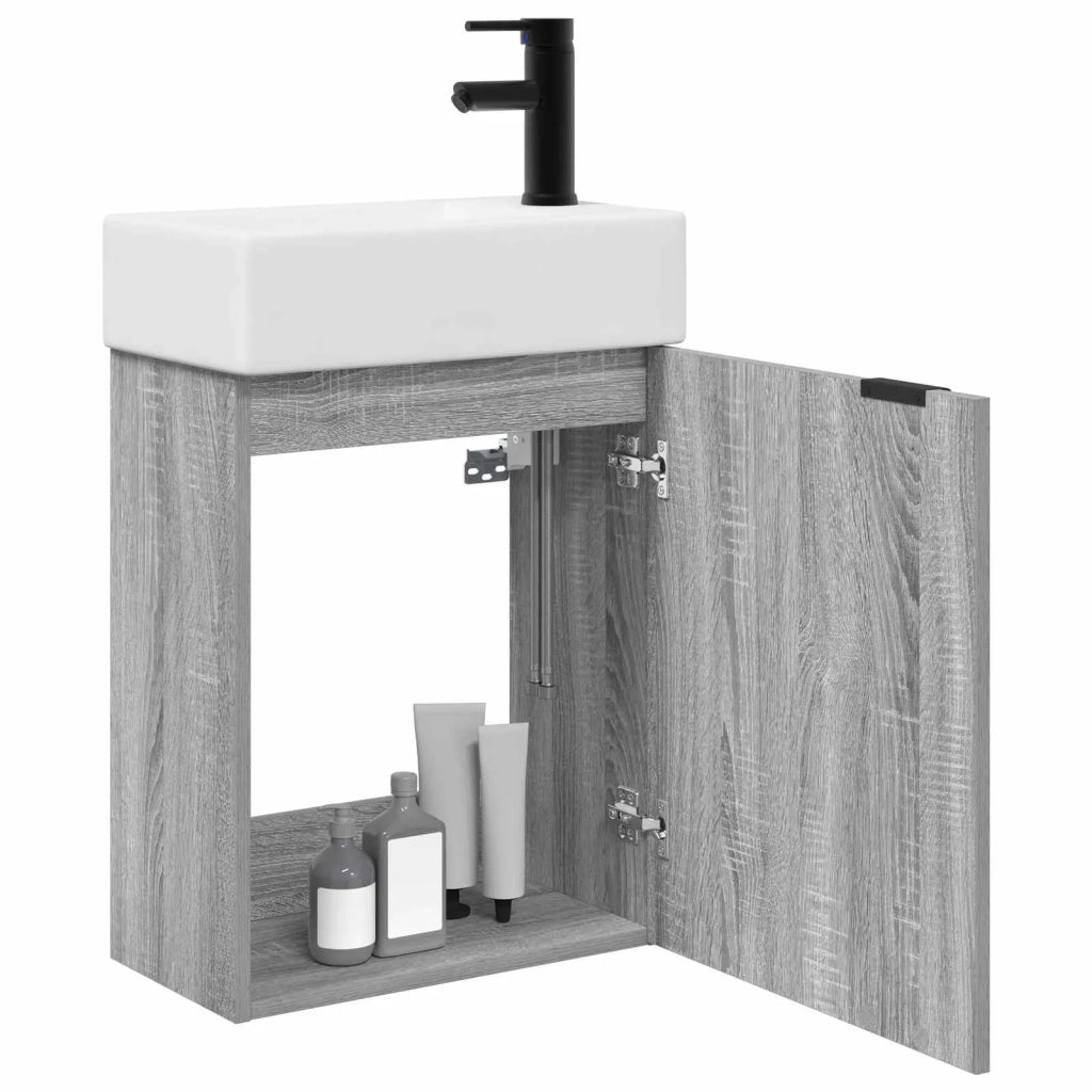 Mobile bagno con rubinetto Sonoma grigio 45,5 x 22,5 x 84 cm