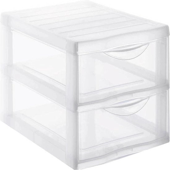 Cassettiere Orga 4219096096, con 2 ripiani, formato A4, dimensioni circa 36 x 26 x 25,5 cm (lxbxh), trasparente