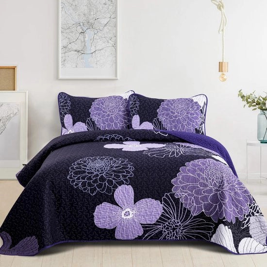 Bedsprei 220x240 a fiori blu Cuscini soffici deken estivo per letto matrimoniale Piumino imbottito con 2 copri cuscino 50x75