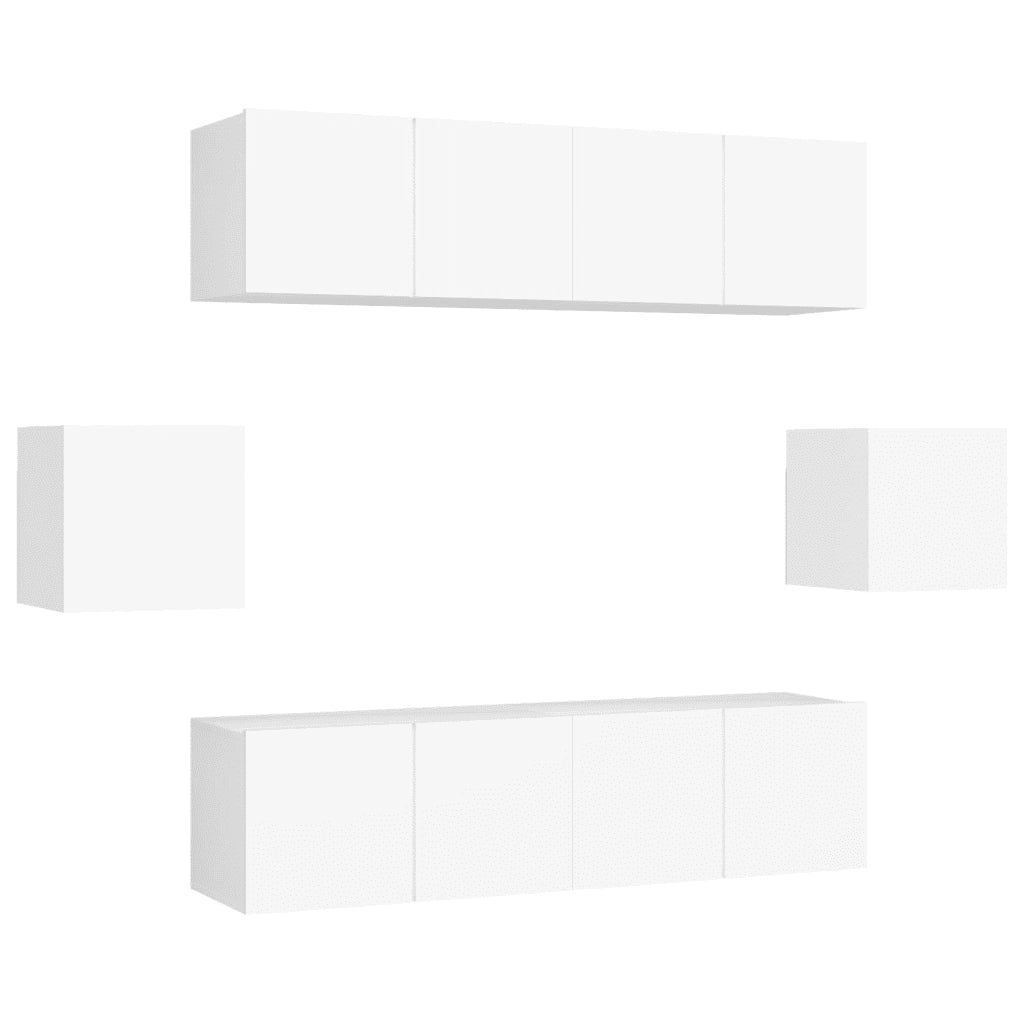 Set Mobili Porta TV 6 pz Bianco in Legno Multistrato 3078682