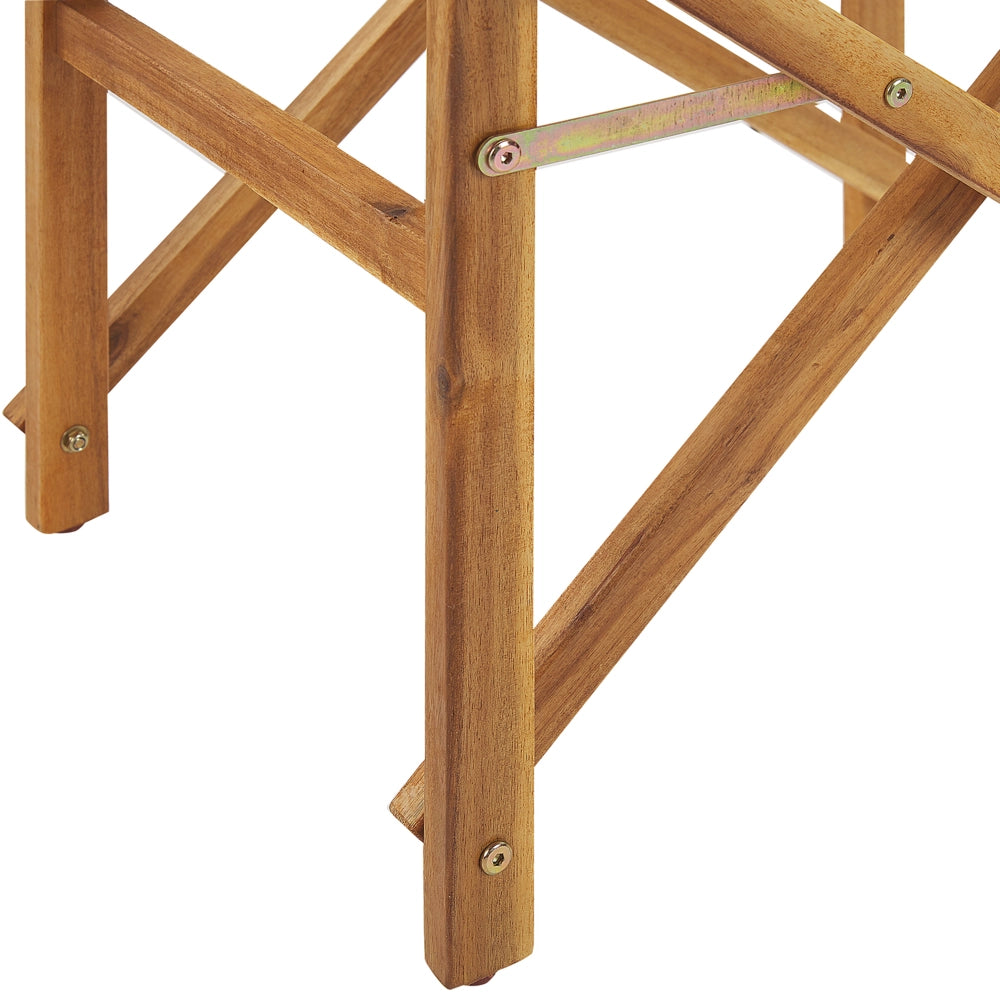 Set di 2 Sedie da Regista in Legno Chiaro di Acacia e Bianco Sporco Pieghevoli
