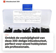 Set di viti Inbus 300 pezzi - M2.5 x 3-20mm - Acciaio nero zincato - Viti a testa interna - Resistenti all'ossidazione e corrosione - Scatola in plastica per la conservazione - Viti