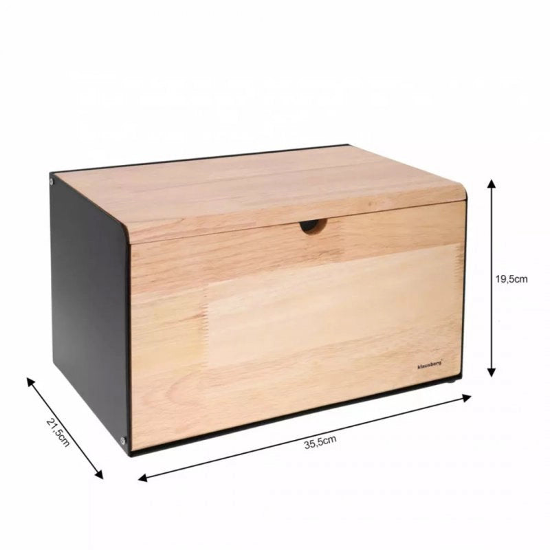 Klausberg KB-7386 Portapane in acciaio e legno con doppio coperchio