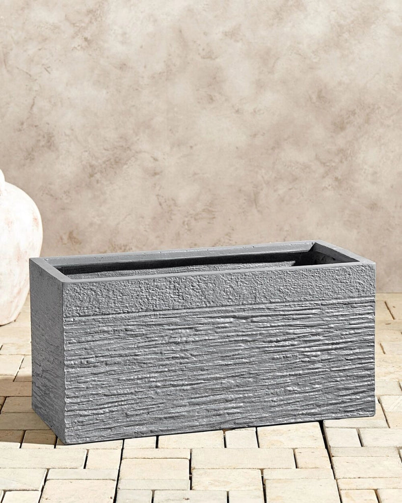 Vaso per piante in fibra di argilla grigia 50 x 23 x 24 cm Fioriera rettangolare per interni ed esterni