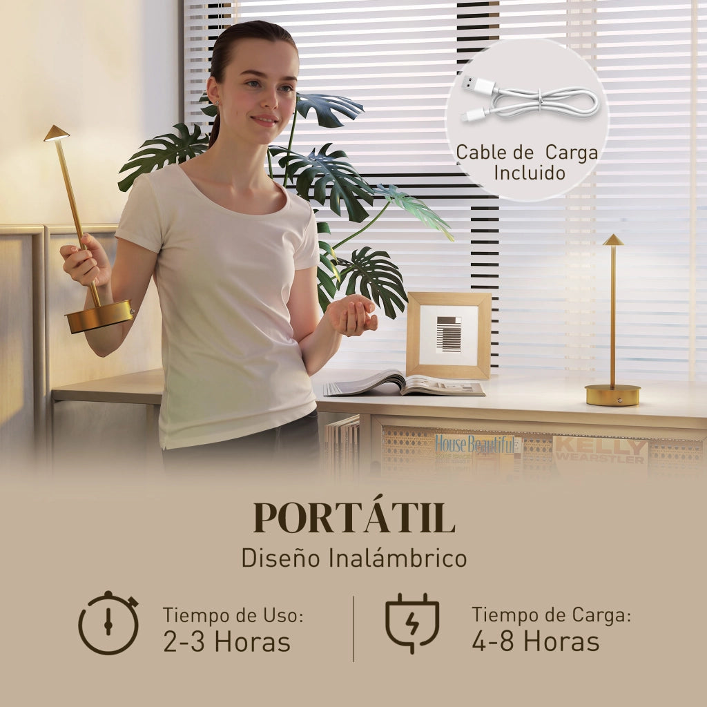 Lampada da tavolo LED ricaricabile ¨C zephmum ¨C Dorato ?10x30 cm