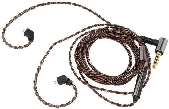 Cavo di collegamento IEM professionale 2-pini con microfono - Auricolari con connettore a angolo destro - Sostituto per AS10 ZS3 ES4 - Accessorio multimedia con connettore 3,5 mm