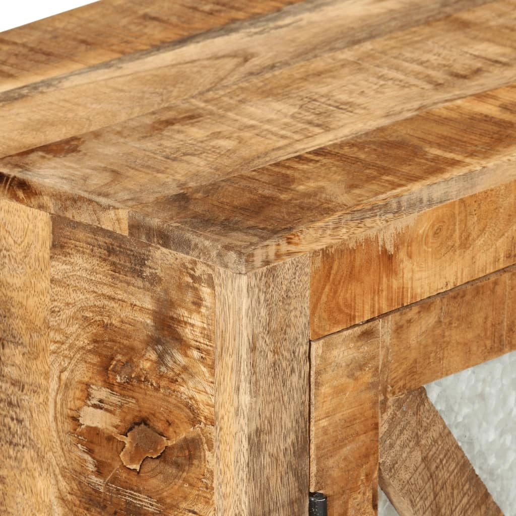 Buffet credenza cassettiera armadio mobile contenitore organizer per cucina soggiorno salotto 80 x 30 x 71 cm legno massello di mango grezzo e metallo marrone 02_0029654