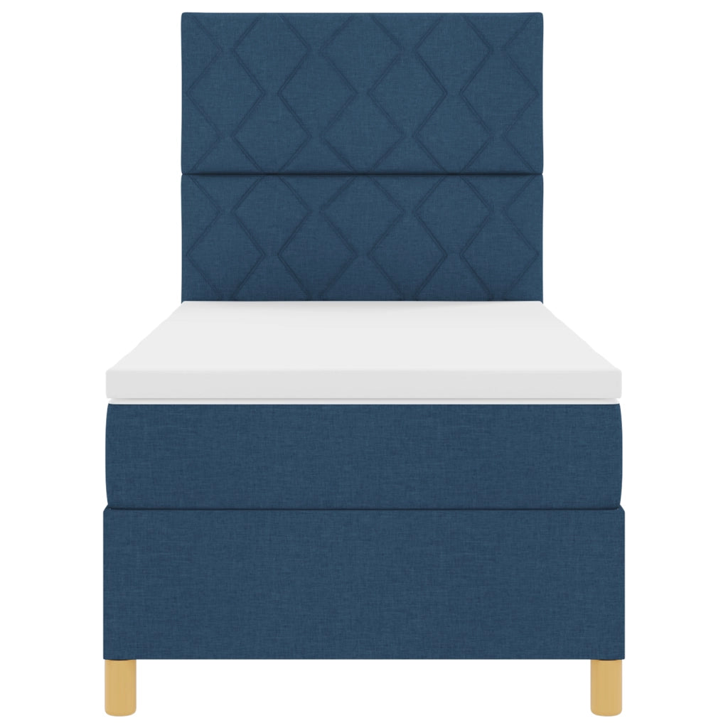 Letto con Rete a Molle con Materasso & LED Blu 100x200 cm Tessuto