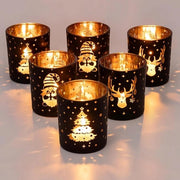 Set di 6 Vasi di Vetro Neri per Decorazione di Natale - Centrepiece Decorazione - Decorazione per Tavola e Camino