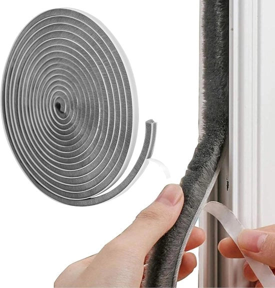 Striscia di toletta - Stopper di toletta - Sigillatura a spazzola - Sigillatura di porta - autofibroso - 9 mm x 15 mm x 5m - Sigillatura di porta - Sigillatura di finestratura - per sigillatura di porta, finestre, isolamento acustico, protezione dal vento