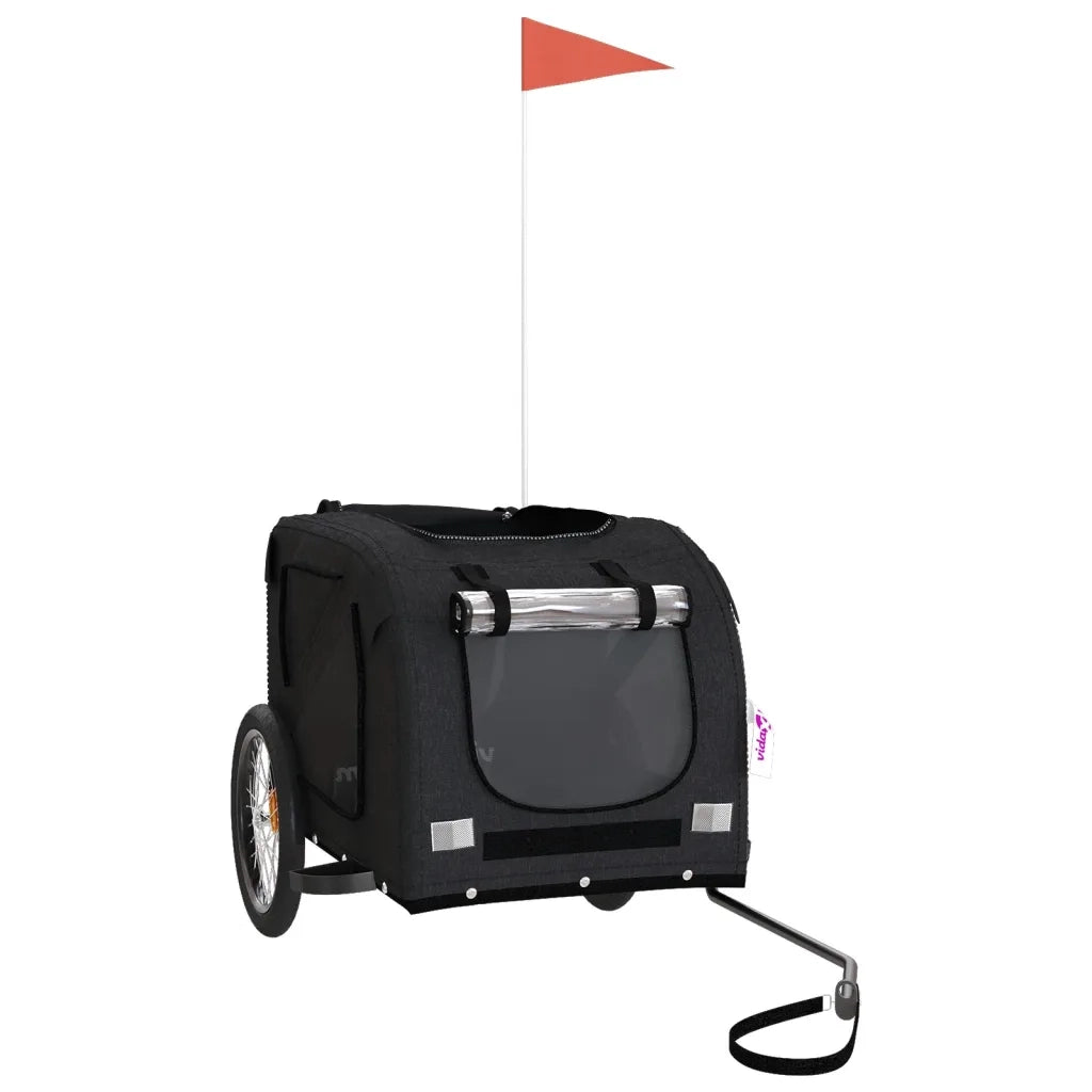 Rimorchio da Bici per Animali Nero Oxford e Ferro CFW6774300