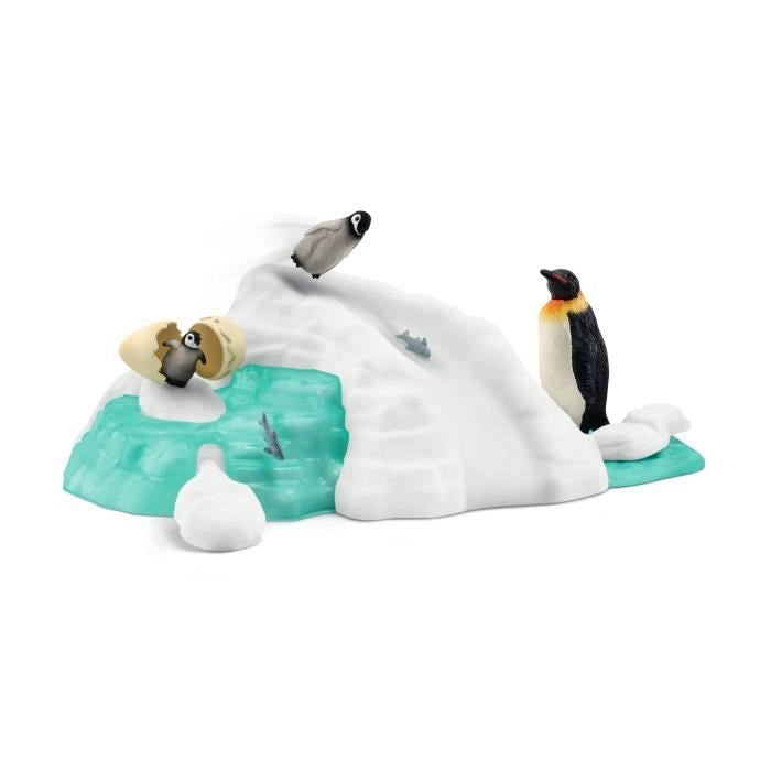 SCHLEICH- Famiglia di pinguini sul lastrone di ghiaccio- 42661- Gamma Wild Life