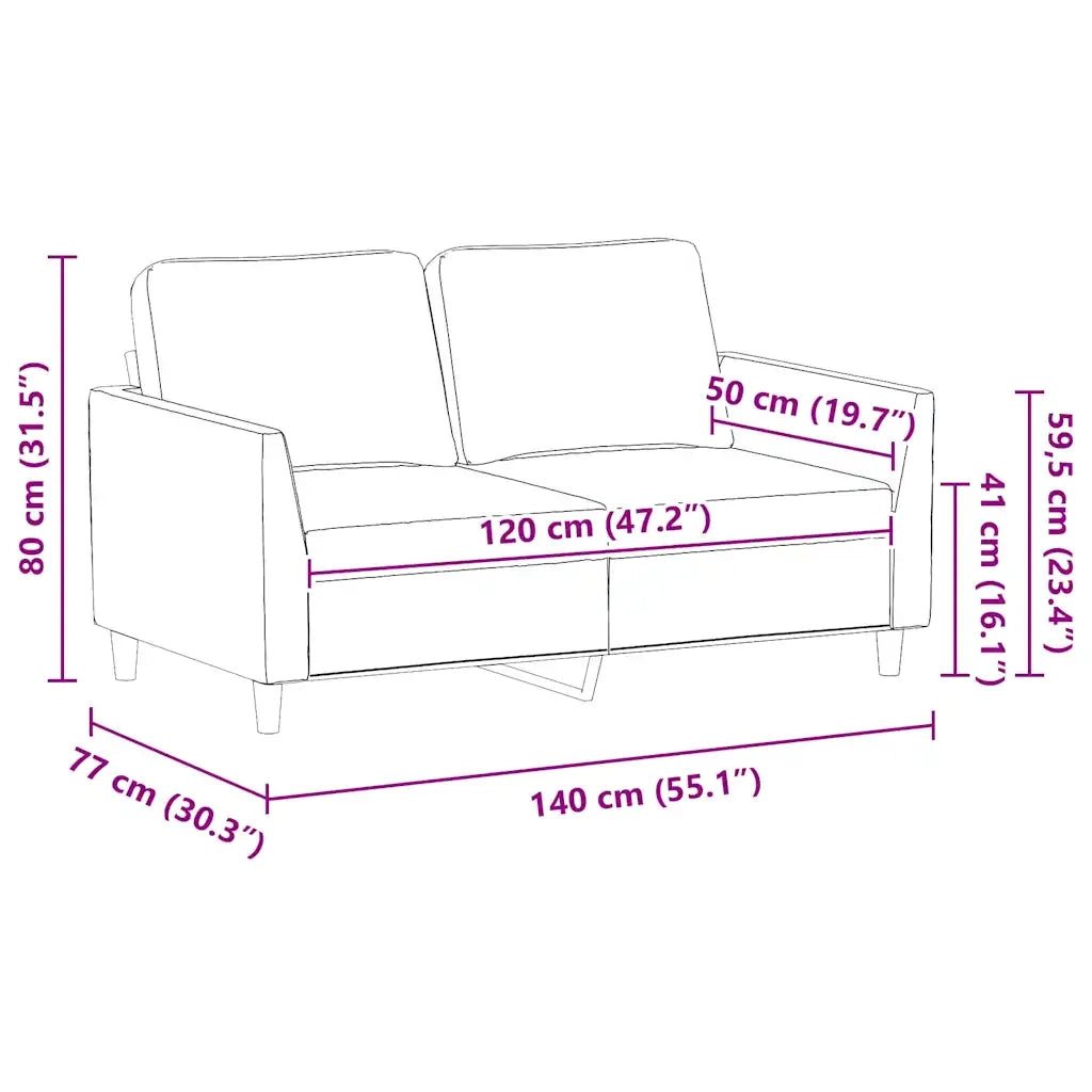 Divano a 2 Posti Grigio 120 cm in Similpelle 359330