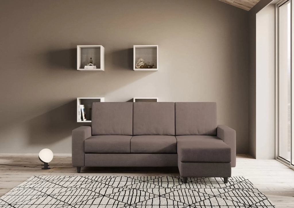 Divano sakar 3 posti (tre sedute da 60cm) + pouf misure esterne l.208 p.155 | talpa - Mobili 2G