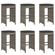 Sgabelli Bar da Giardino con Cuscini 6 pz Grigi in Polyrattan CFW7921263