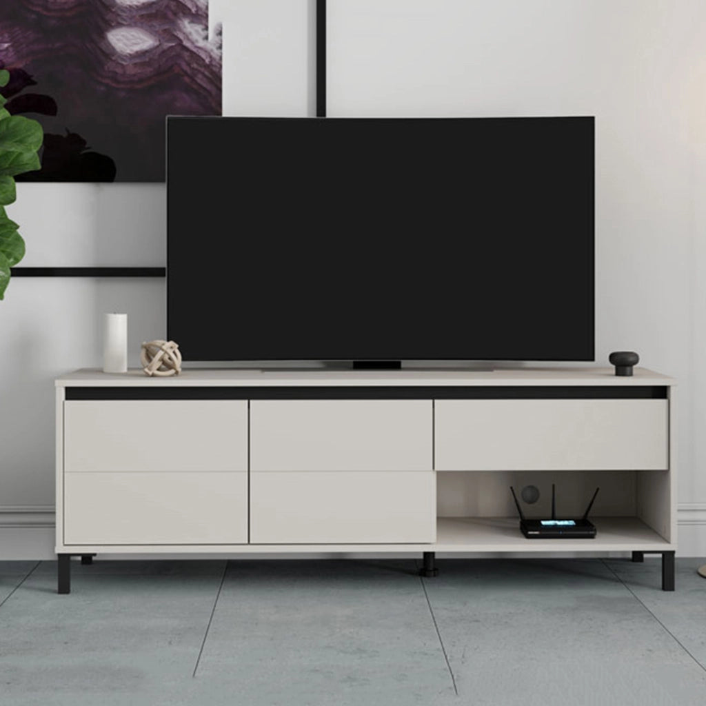 Corciano, Mobile Porta tv un Cassetto, 151x40x52h cm Bianco Crema
