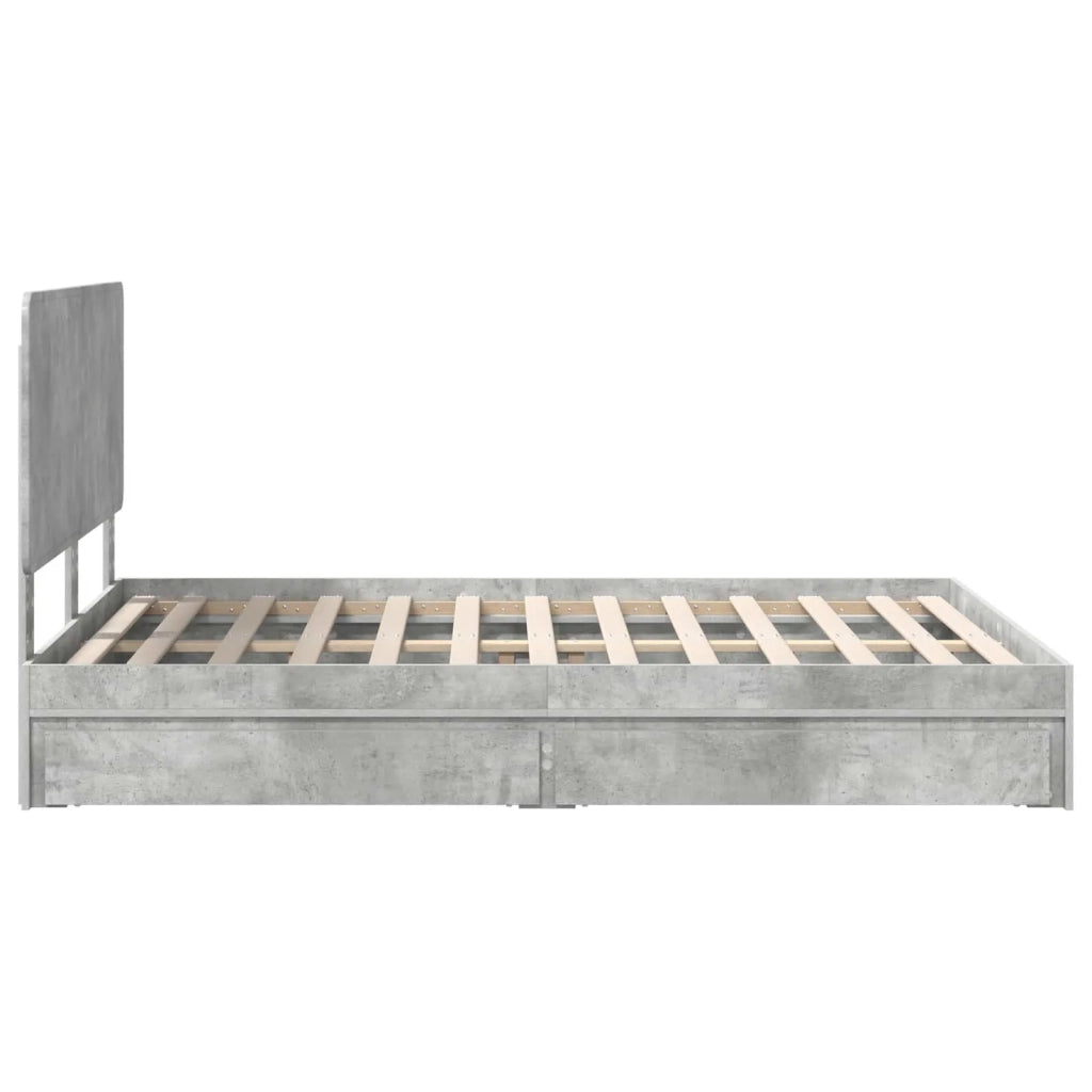 Letto con Contenitore con testiera Grigio cemento 150 x 200 cm 3412675