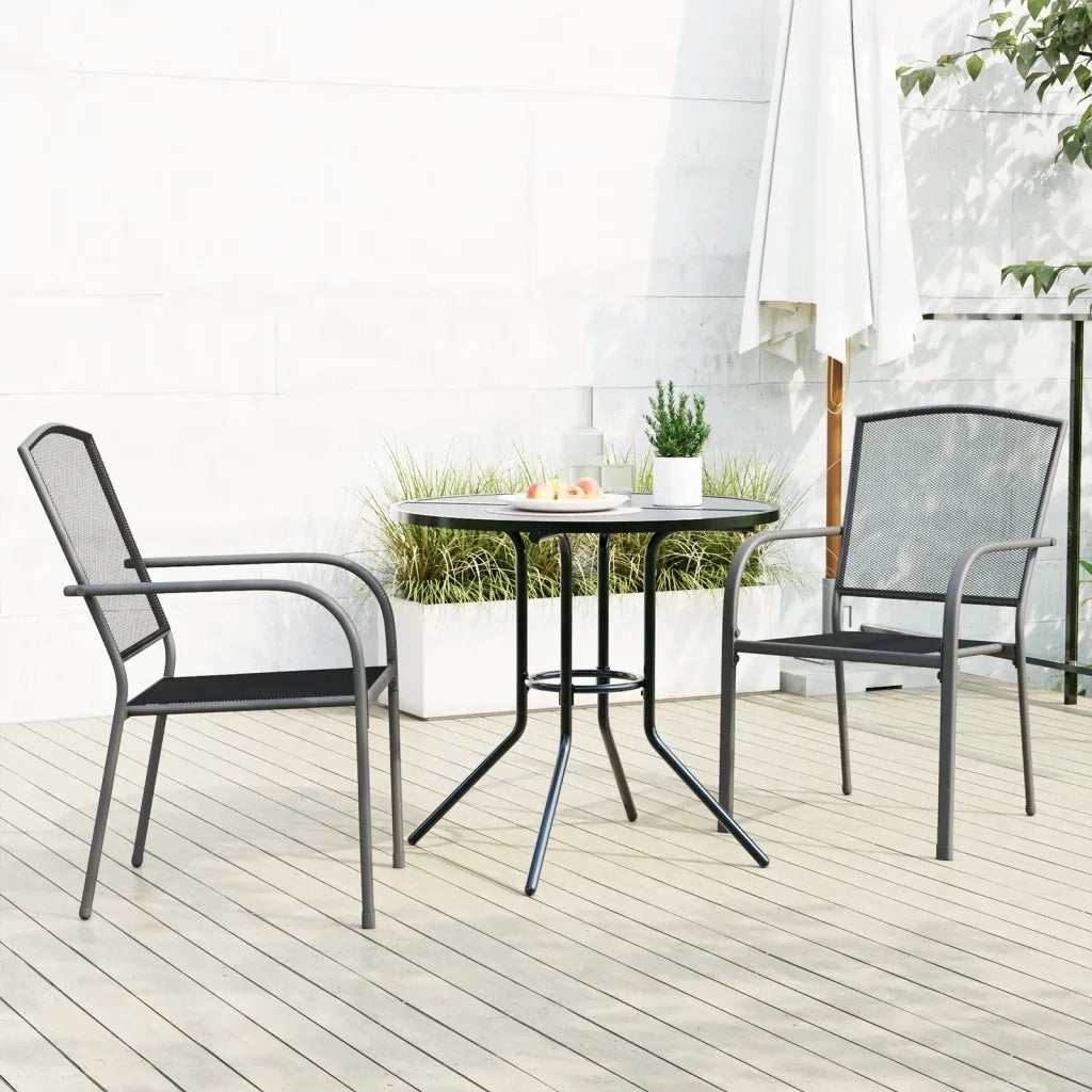 vidaXL Sedie da Cucina Impilabili 3 pz Antracite in Acciaio Verniciato