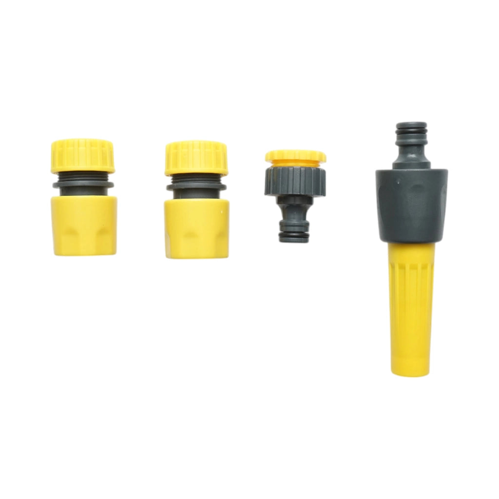 Set tubo da giardino in PVC intrecciato da 1/2, rotolo da 15 m con ugello spruzzatore, set di connettori Crownman e adattatore