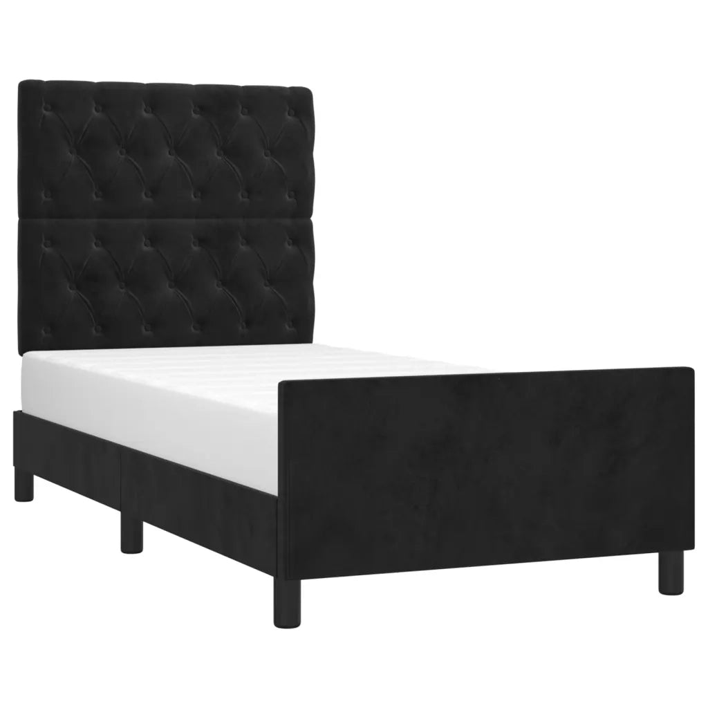 Giroletto con Testiera-Struttura letto con testiera Nero 80x200 cm in Velluto