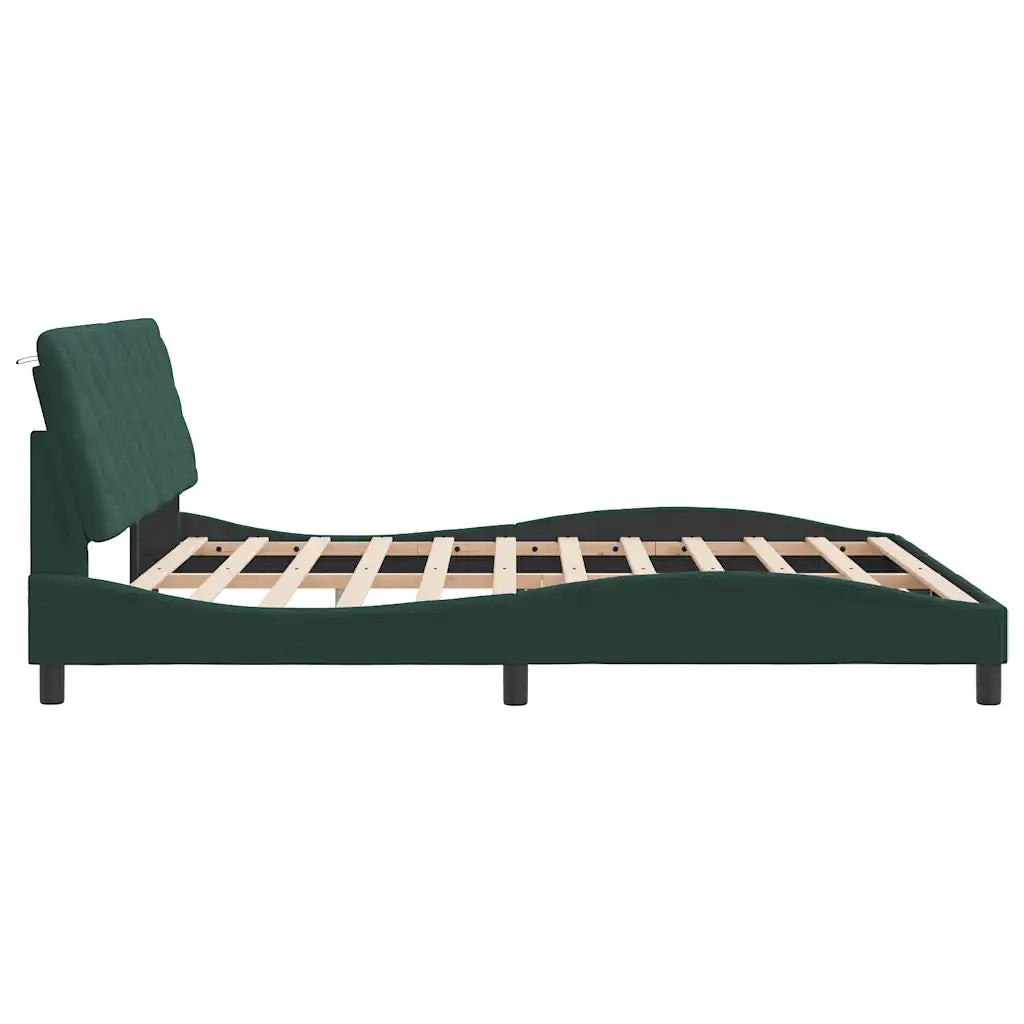 Giroletto senza Materasso Verde Scuro 180x200 cm in Velluto