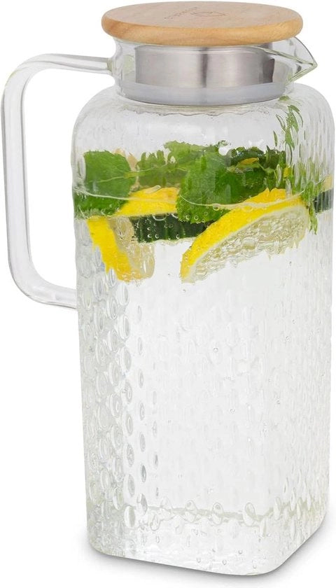 Karaf in vetro di silicato di boro con coperchio in bambù, 2L