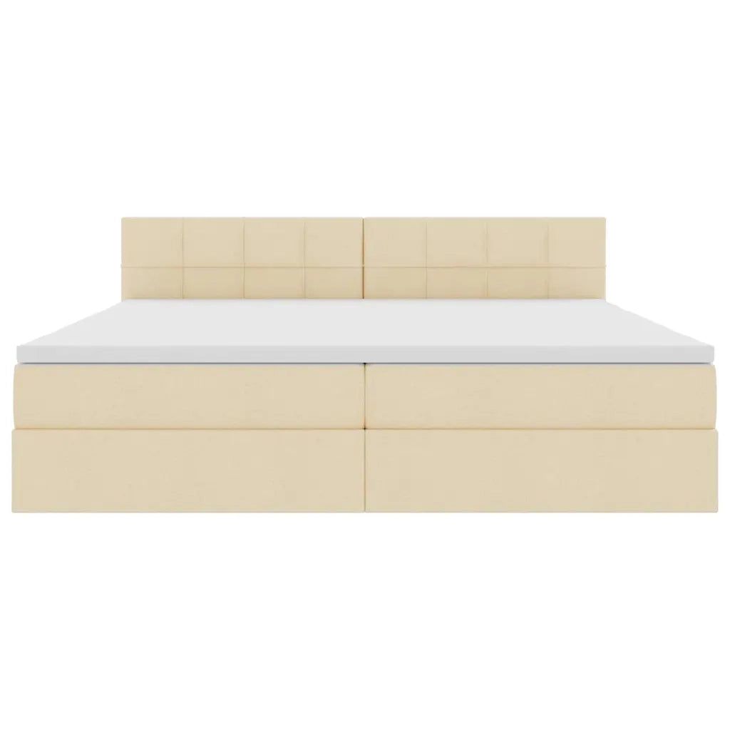 Letto con contenitore e materasso Crema 200 x 200 cm