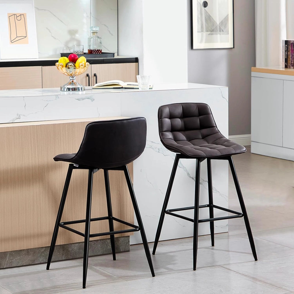 4X Sgabelli da Bar Moderni Sedia da Cucina Pranzo con Poggiapiedi in PU Antracite