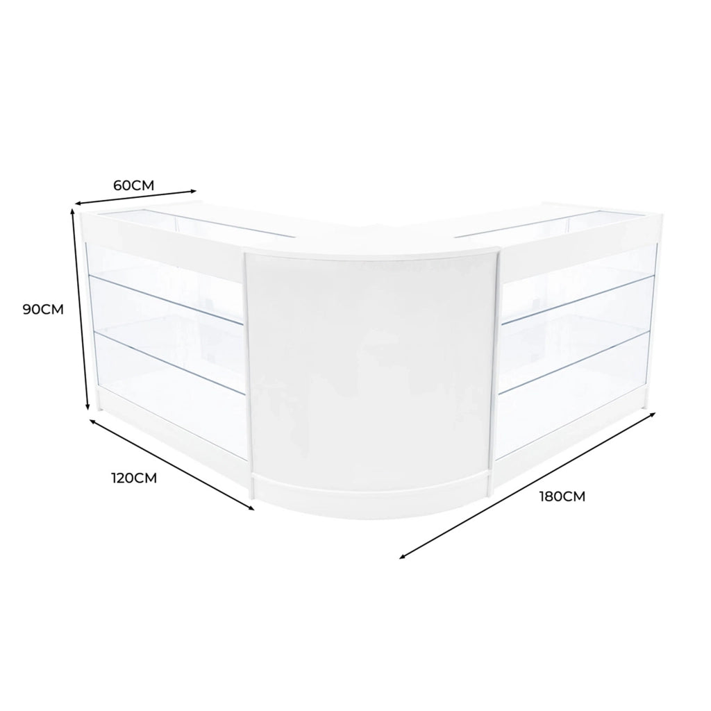 Set Banconi Bianco Helios LED K1200 CM60 con Serratura e Vetrina Espositiva