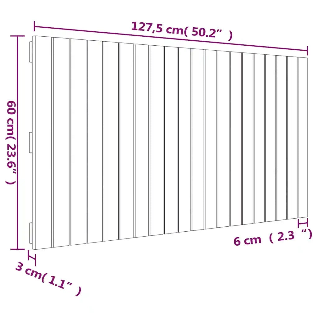 Testiera | Testata da Parete 127,5x3x60 cm in Legno Massello di Pino