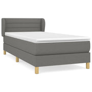 Letto singolo | Letto per adulti | Giroletto a Molle con Materasso Grigio Scuro 90x200 cm Tessuto