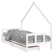 Giroletto Bambini | Letto Infantile | Lettino con Cassetti Bianco 90x200cm Massello di Pino