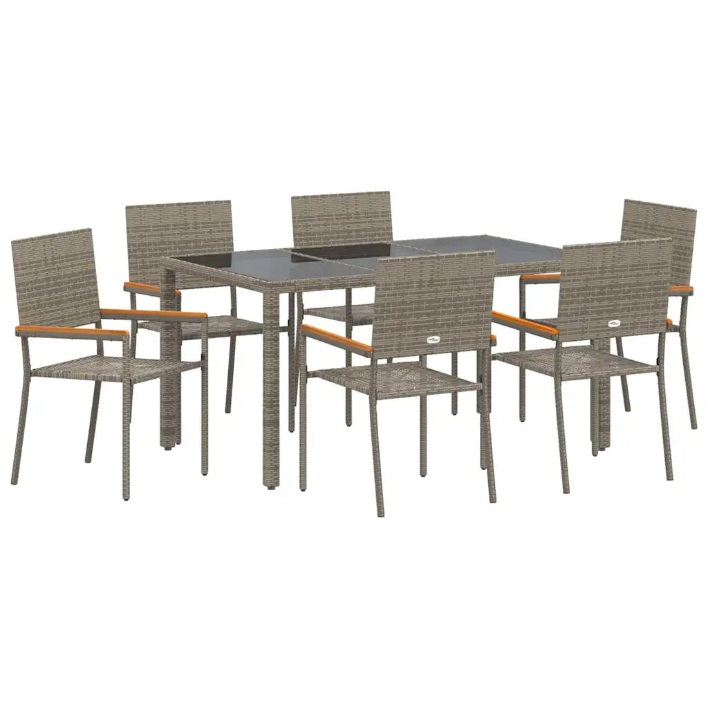 Set da Pranzo per Giardino 7 pcs Grigio polyrattan 3365394