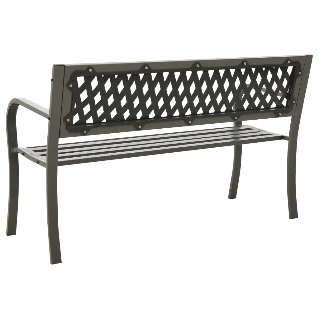 Panchina da giardino arredo esterno per patio terrazzo 125 x 53 x 77 cm acciaio grigio 02_0011226