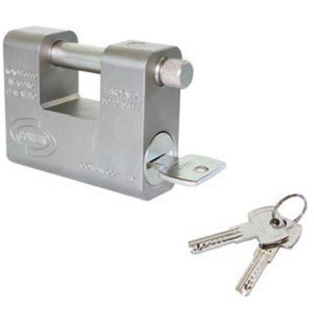 Trade Shop - Lucchetto Grizzly In Acciaio Cementato Antitrapano Con Chiave Dom Corbin -