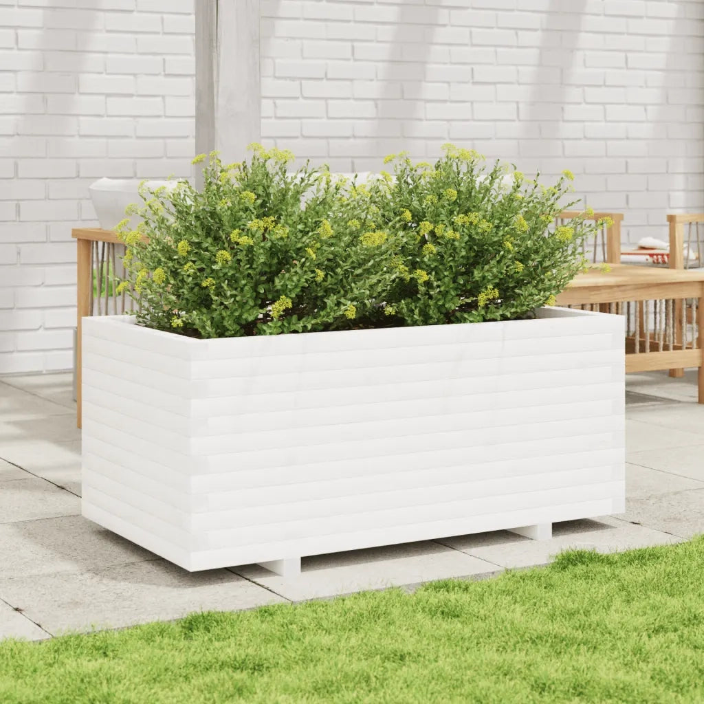Fioriera da Giardino Bianca 110x60x49,5 cm Legno Massello Pino 3282570