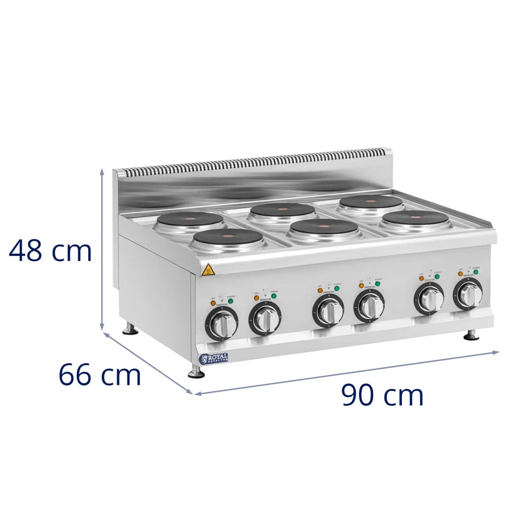Cucina elettrica professionale 12 kW 6 fuochi 90 x 65 cm acciaio inox 14_0008809