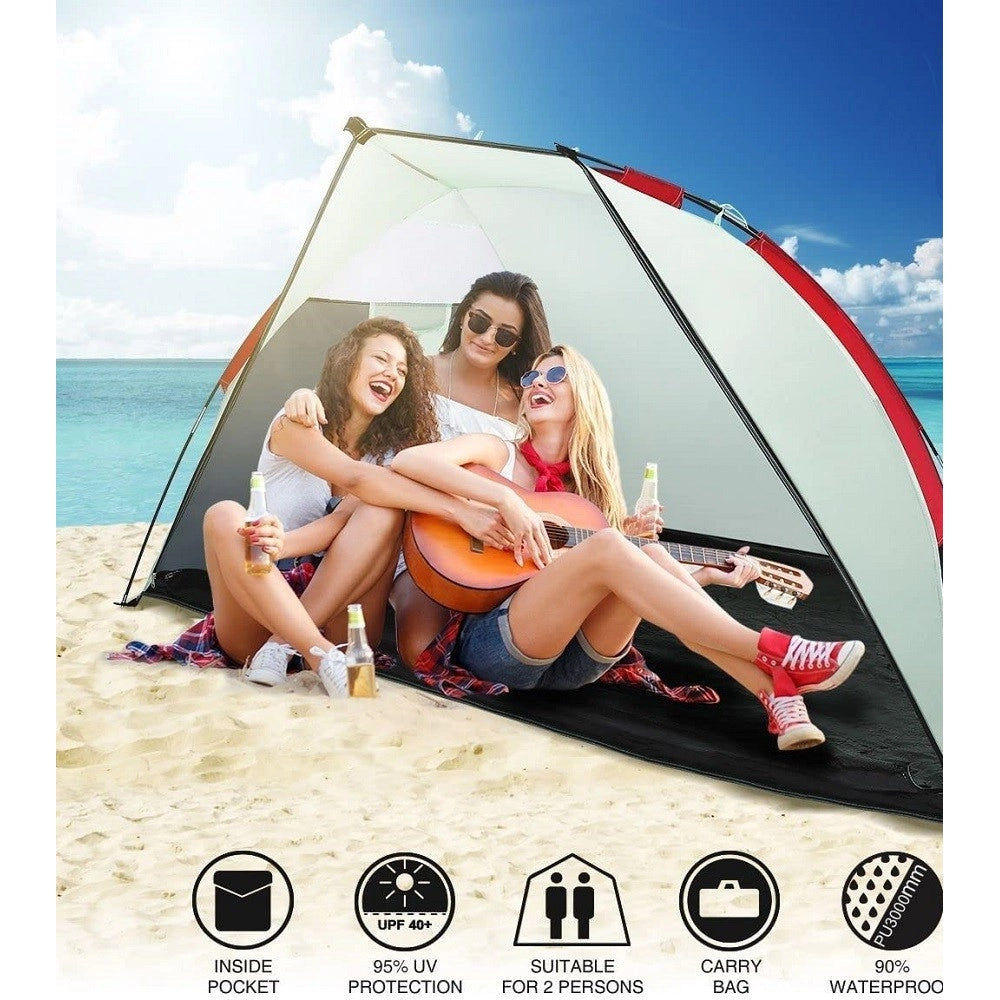 Trade Shop - Tenda Da Spiaggia Ramble 2 Adulti 200x100x100cm Con Tasche Borsa Trasporto 68001 -