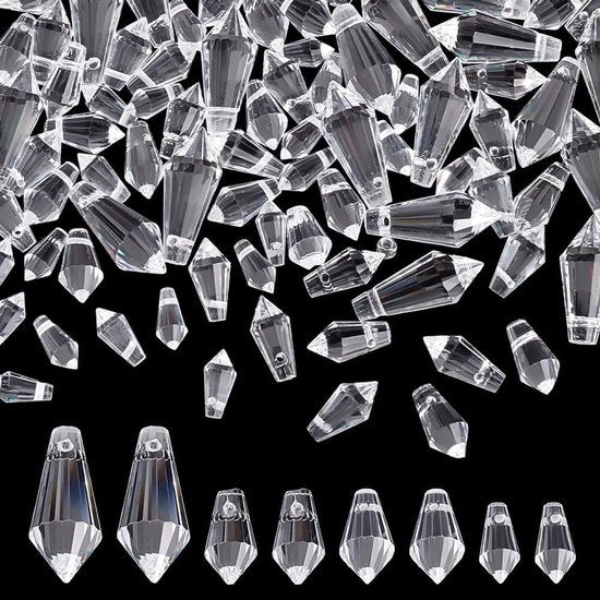 Set di perle in vetro da 120 pezzi - forma goccia - 4 misure - perle a distanza - per creare gioielli - DIY bracciale/collier - perle per gioielli