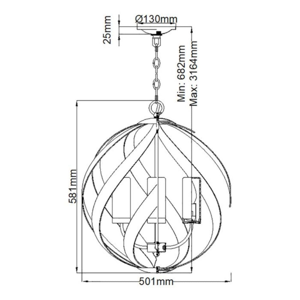 Lampadario Per Esterno Nordico Blacksmith Acciaio Nero Antico Vetro 4 Luci E14